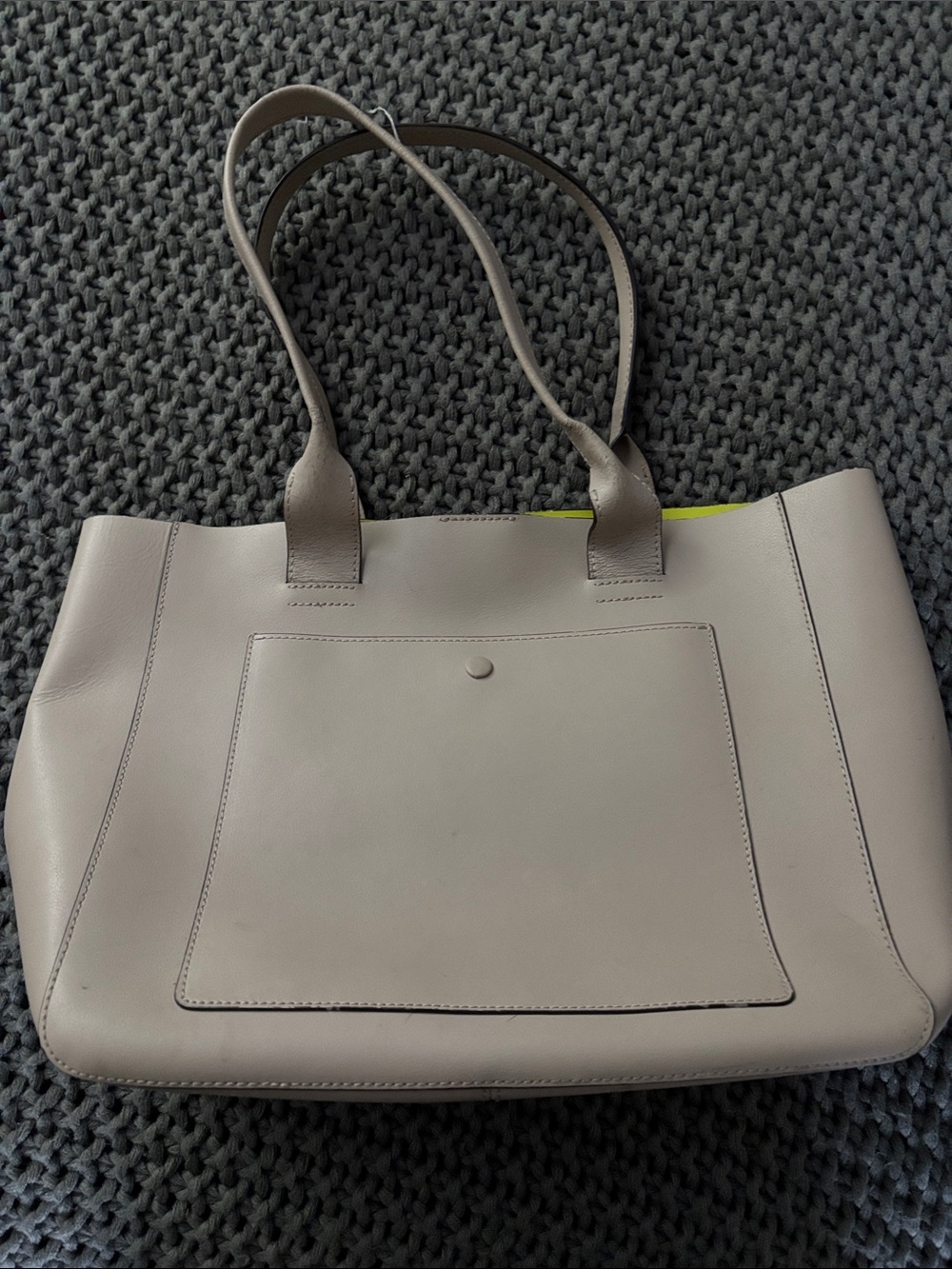 Banana Republic Taupe Leather Tote with Front Pocket